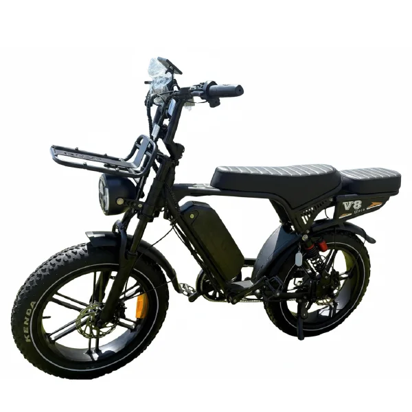 Bicicleta Elétrica OUXI V8 Ultra 1000W vista lateral, com banco estendido e suspensão dupla