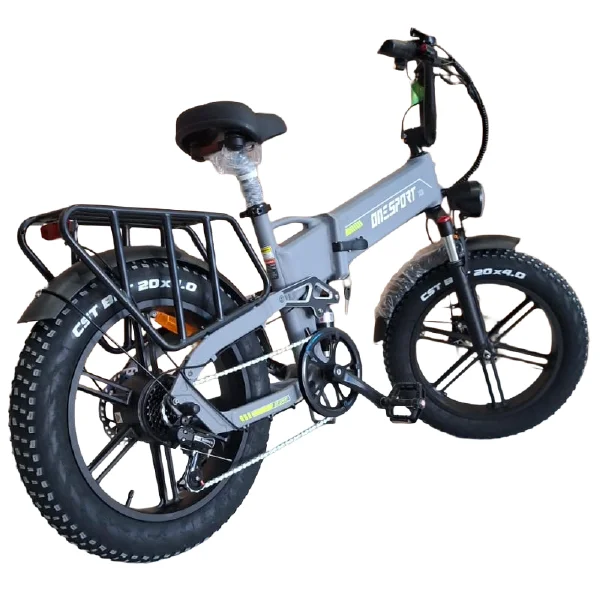 Lateral da Bicicleta Elétrica Onesport X9 Dobrável 1000W com estrutura reforçada e pneus largos