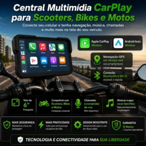 Central Multimídia CarPlay para Scooters, Bikes e Motos
